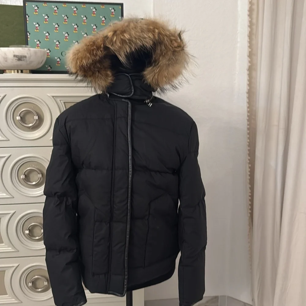 Sandro puffer with real raccoon fur